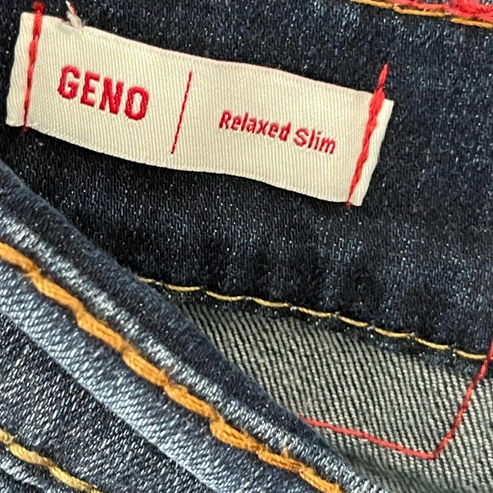 True Religion Geno Relaxed Slim Jeans Mens 31x32 Dark Wash Faded Denim